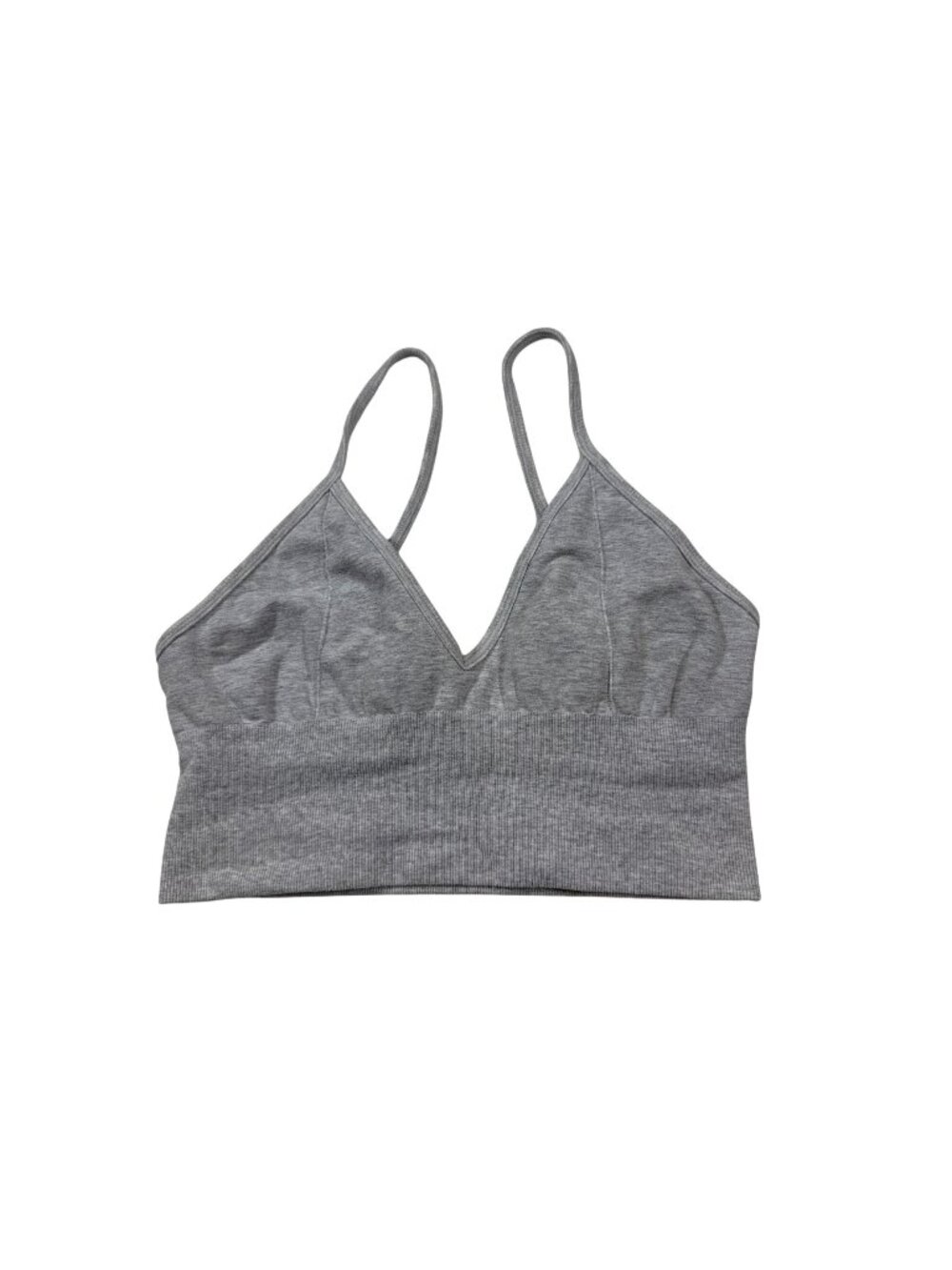 Alo Yoga Ribbed Gray Sports Bra With Strappy Back Size S (JJ981)